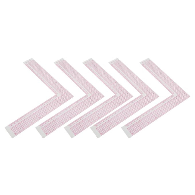 5 pièces Règle de couture Professionnelle Haute Précision Échelle Claire Plastique Règle de mesure de couture en forme de L gray