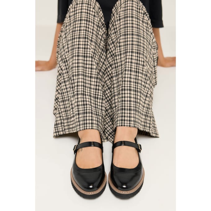 Yours Zwarte Mary Janes Van Imitatieleer In Brede Epasvormsize 42EEE