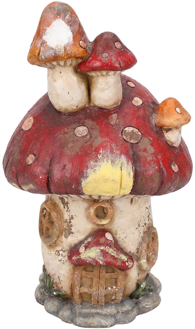 Clayre & Eef Beeld Paddenstoel Beige Keramisch materiaal Herfst decoratie