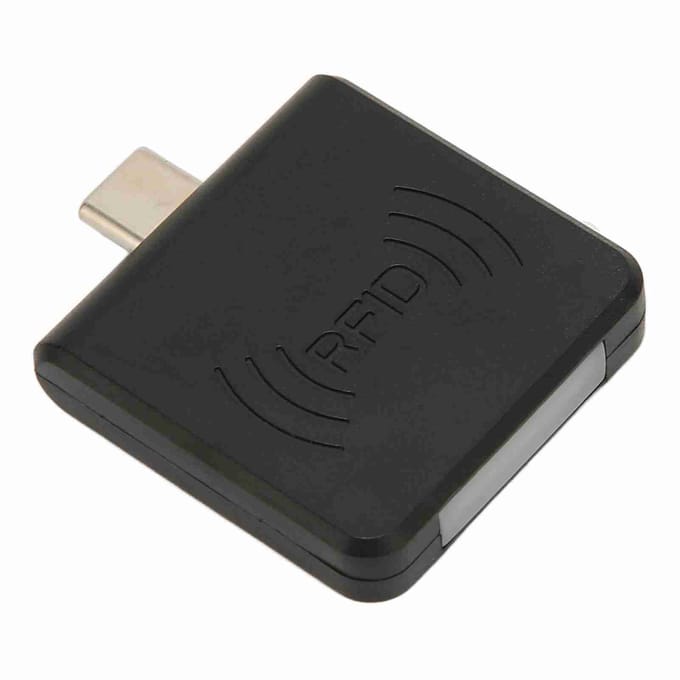 Lecteur de carte à puce portable RFID 125 kHz, interface type C, noir noir