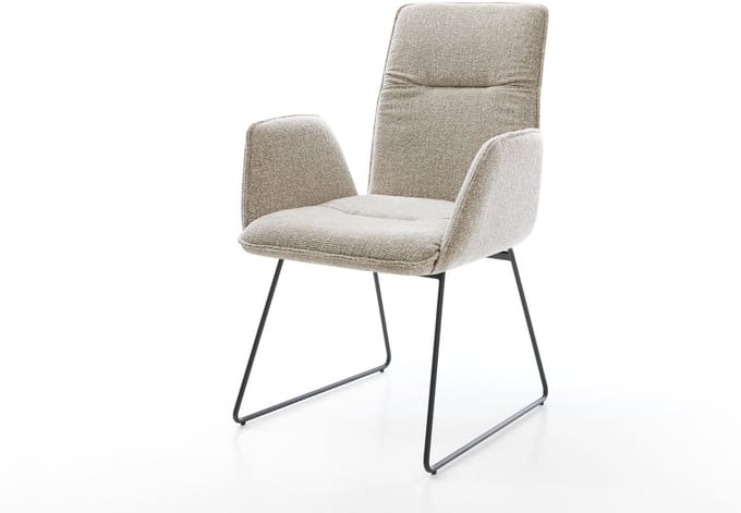 Gestoffeerde-stoel Vinja-Flex slipframe zwart geweven stof beige