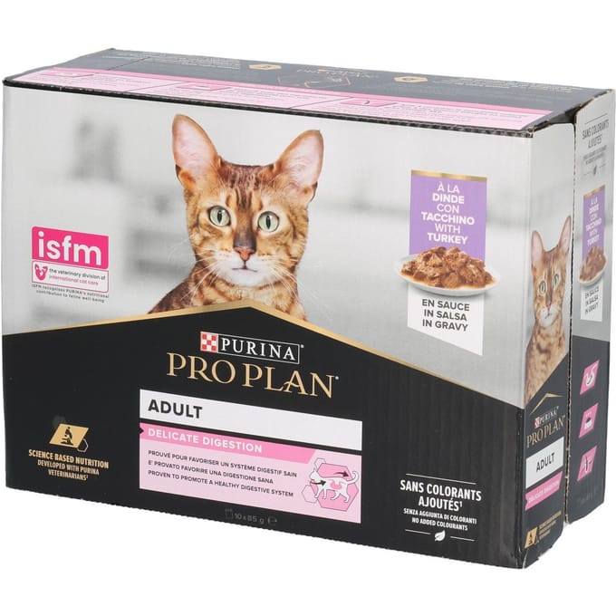 PURINA PRO PLAN Cat Adult Delicate Digestion 10 x 85 g - Kalkoen