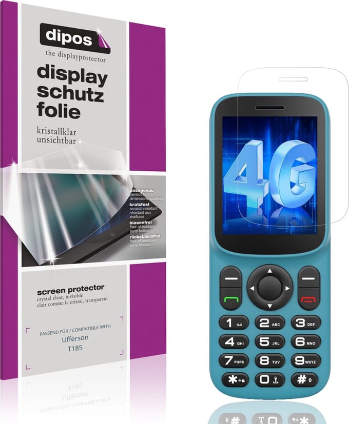dipos – 4x Beschermfolie geschikt voor Ufferson T185 | Krasbestendige & heldere Screenprotector Ultra-Thin