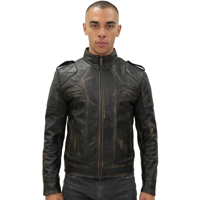 Heren vintage leren racefietsjack-Brooklyn