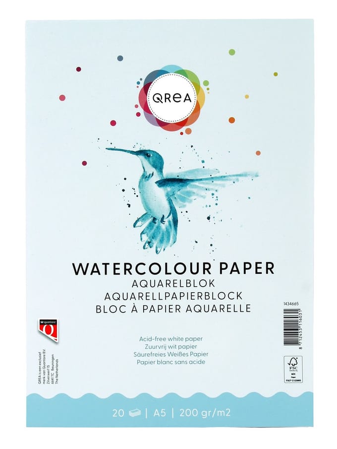 Aquarelblok qrea a5 20vel 200gr gelijmd | 5 stuks