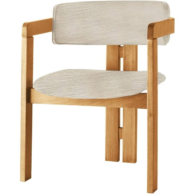 Asir - Stoel - Lichtgrijs, Eik - 100% HOUT, LINNENSTOF / MULTIPLEX - 58 x 76 x 49 cm
