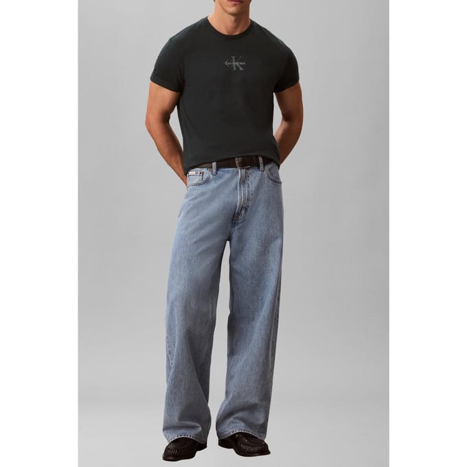 Calvin Klein Ss 30s Micro Monogram Tee Nearly Navy Taglia: S | Magliette basic Outlet | Uomo | Blu