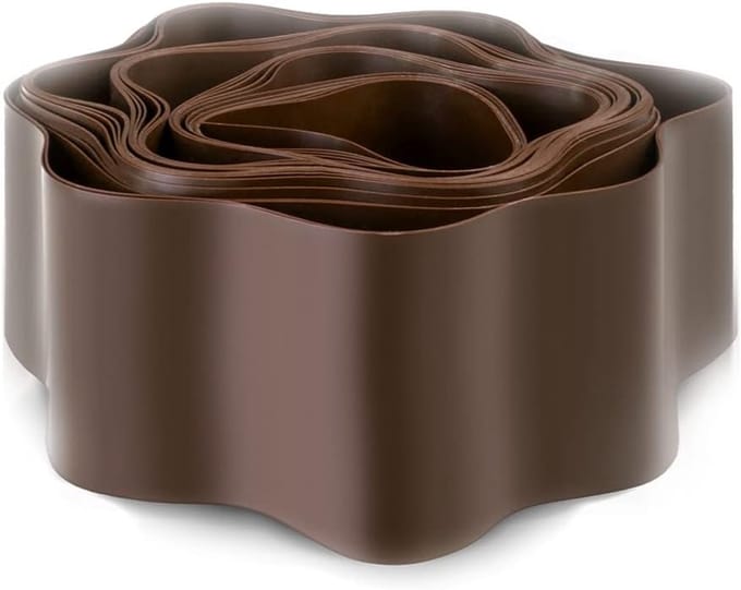 Gazonrand Kunststof - Tuinrand Begrenzing - Bloembed Afscheiding - Hoge UV-Stabilisatie - 9m x 10cm - Bruin