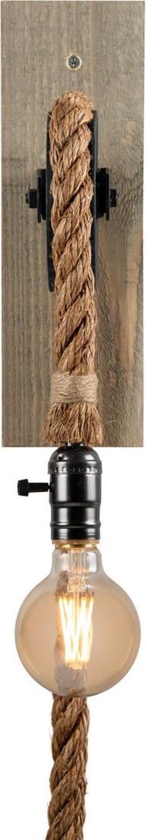 Wandlamp met katrol/touwlamp