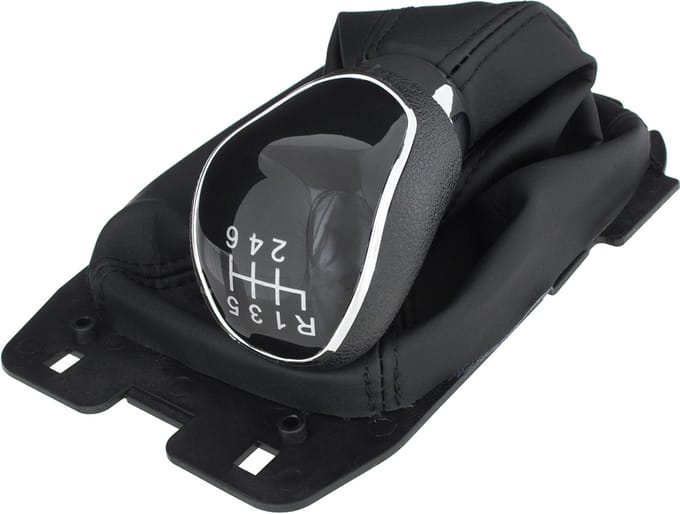 MODECAR EcoSport Serie - Versnellingspookknop - Zwart - Chromen Ring - 6 Versnellingen