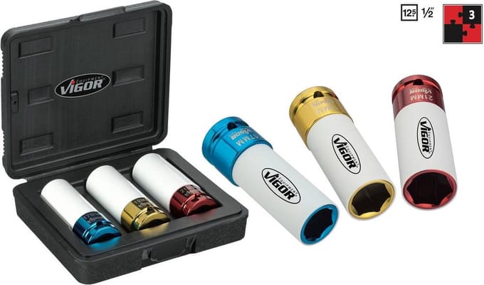 Vigor V2522 Kracht-dopsleutelinzetset 1/2 (12.5 mm) 3-delig