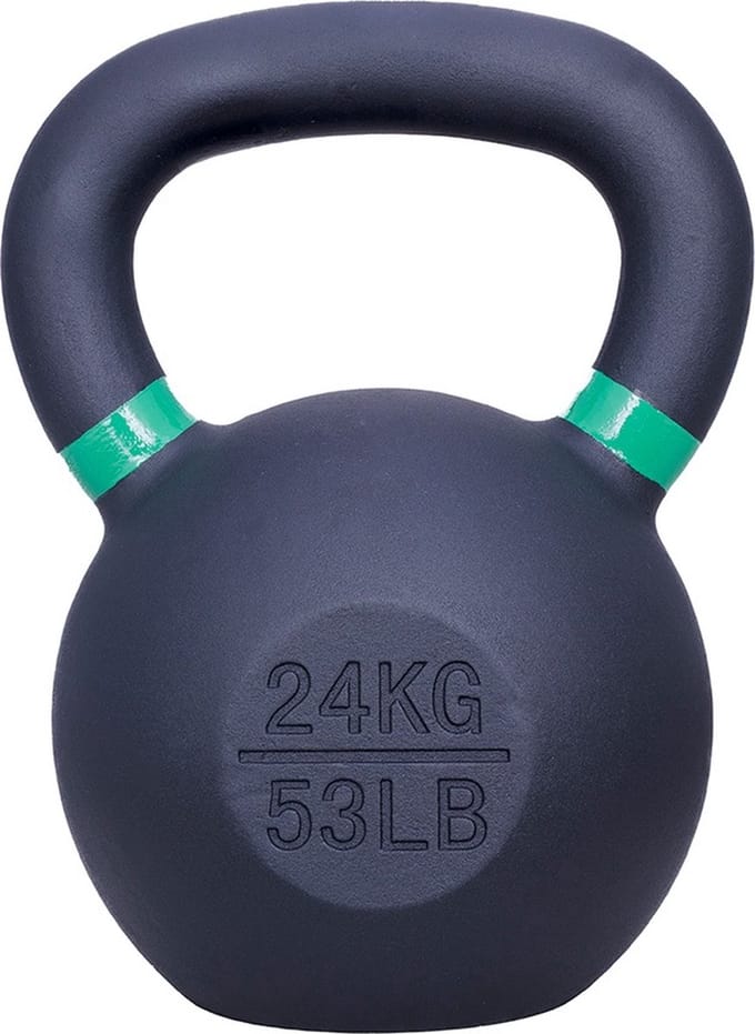ForzaFit Kettlebell 24 kg - Gietijzer Kettle bell - Zwart met Groen - 53 LB