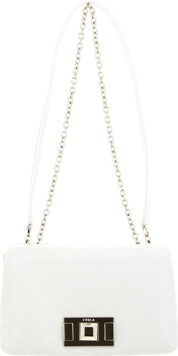 FURLA Leren Schoudertas Avondtas Lulu Mini Crossbody Marshmallow Wit