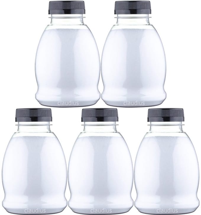 Scrubzout Perzik - 375 gram - Fles met zwarte dop - Set van 5 stuks - Hydraterende Lichaamsscrub