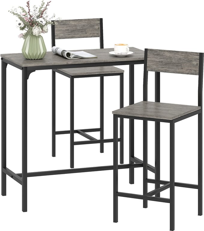 HOMCOM Bartafelset - Metaal - 89 x 45 x 87 cm - Donkergrijs