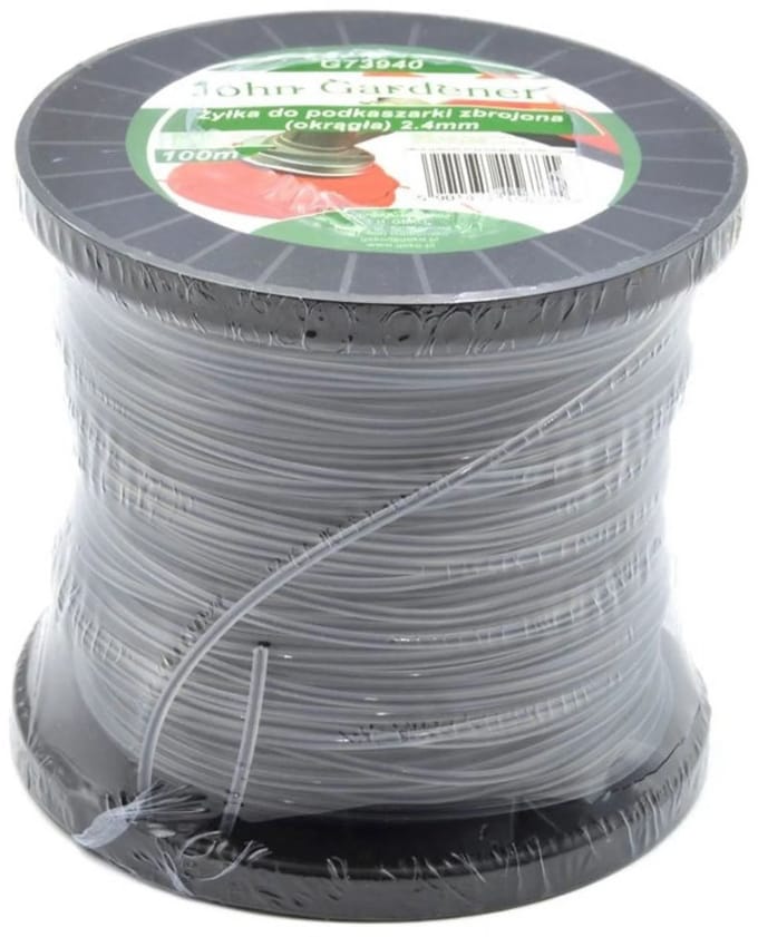 John Gardener Nylon trimmerlijn - versterkt - rond profiel - 2,4 mm - 100 m