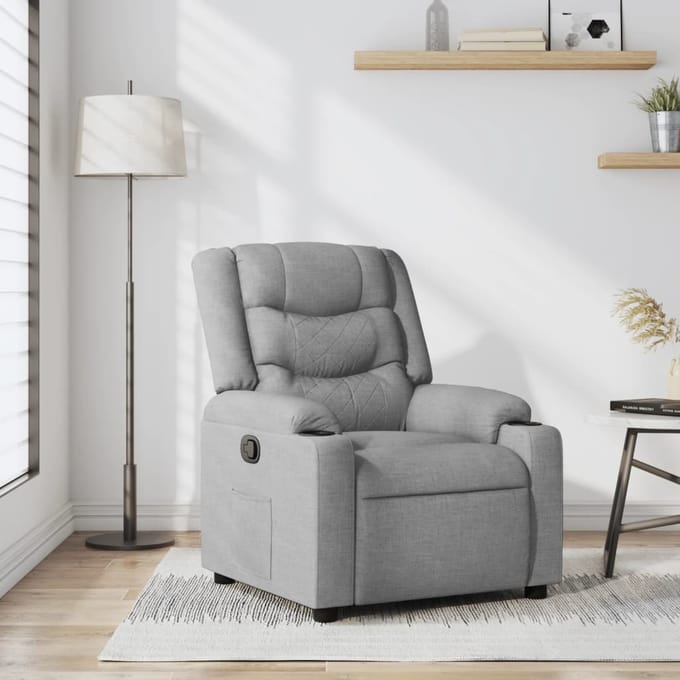 Vidaxl Fauteuil Slaapbank, Lichtgrijs, Gestoffeerd met Stof