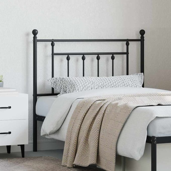 vidaXL - Vervangend - hoofdbord - 90 - cm - metaal - zwart