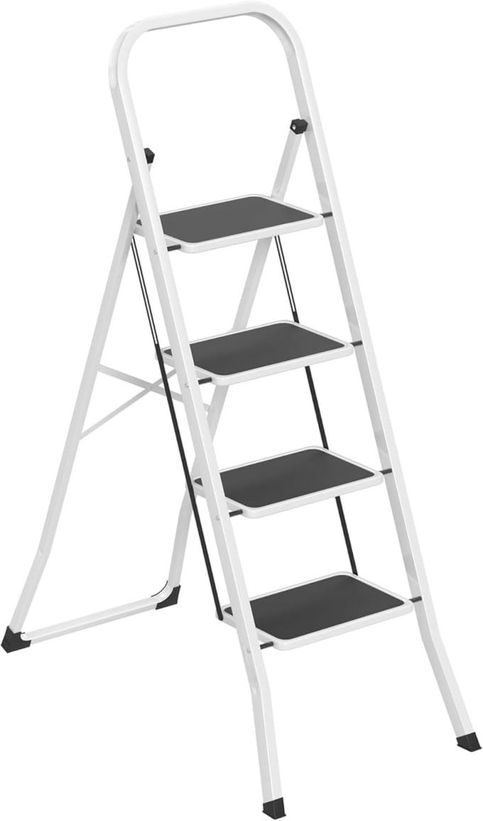 Inklapbare trapladder met 4 treden - Antislip, ruimtebesparend en maximaal 150 kg