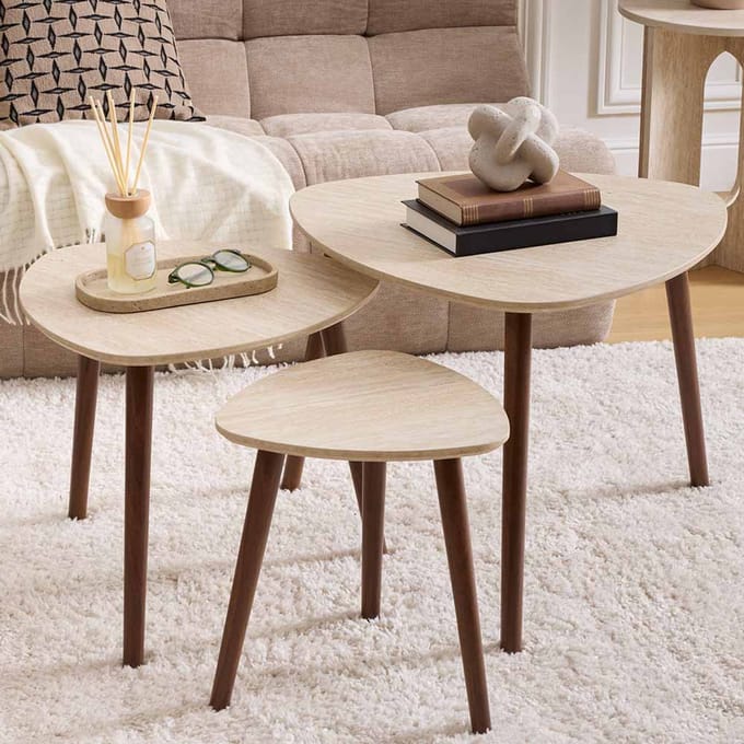 Eazy Living Bijzettafel Set Yael Travertinlook