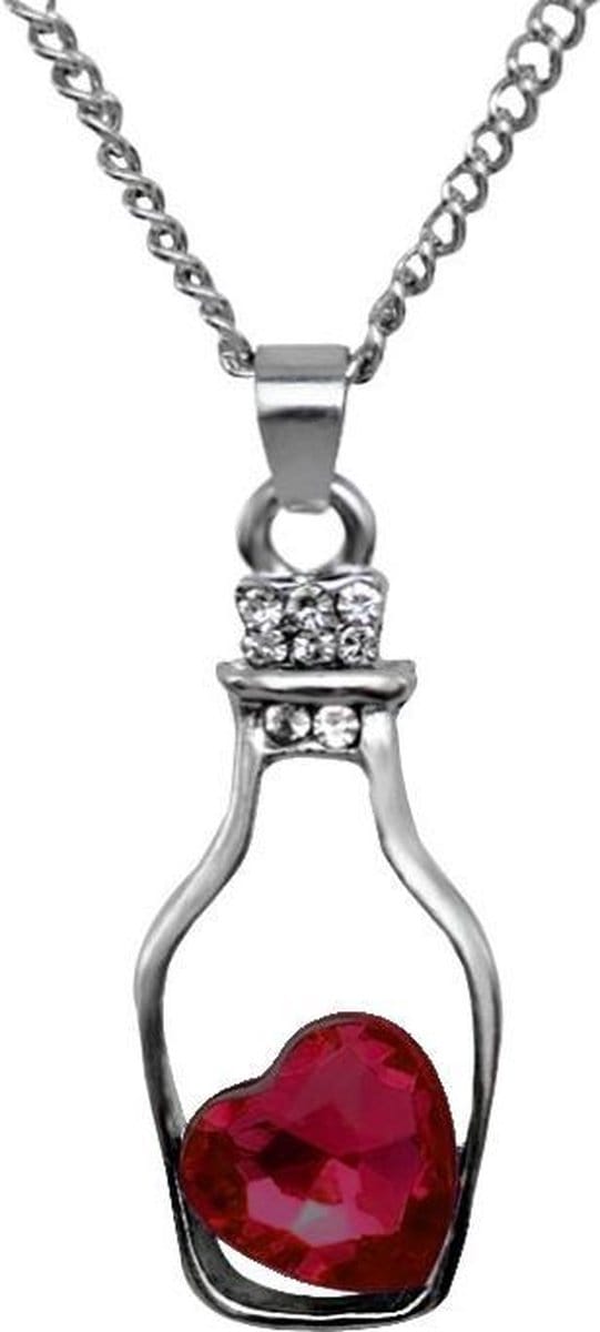 Fako Bijoux® - Ketting - Fles Met Hart - Rood