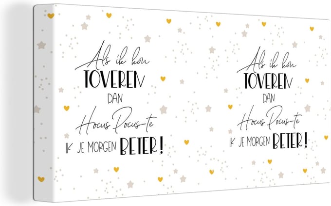 Canvas Schilderij Beterschap - Quotes - Sterren - Hocus pocus - 80x40 cm - Wanddecoratie