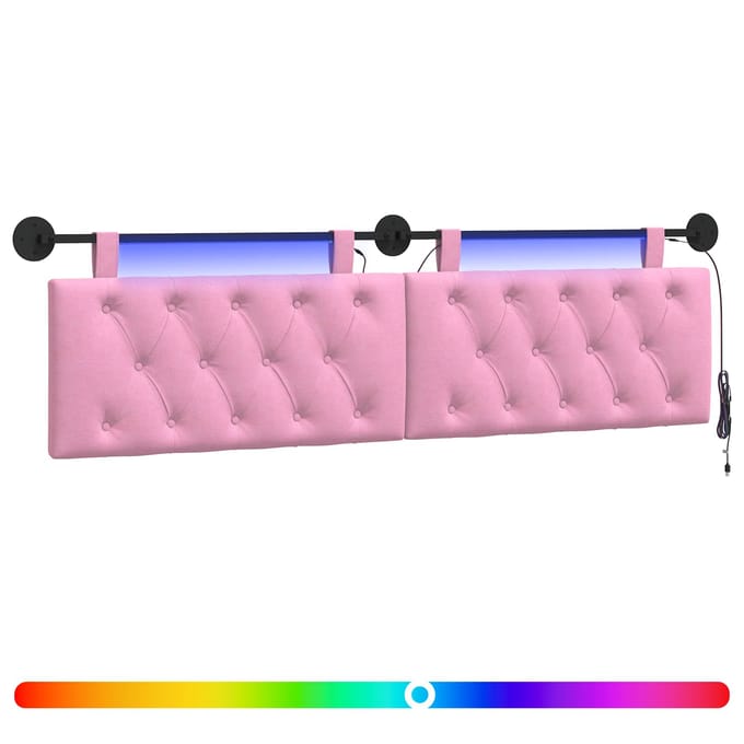 vidaXL - Hangend - hoofdbord - Met - LED-verlichting - Roze - Stof