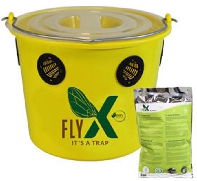 FlyX Vliegenemmer 12 liter | herbruikbare vliegenval emmer incl. lokstof