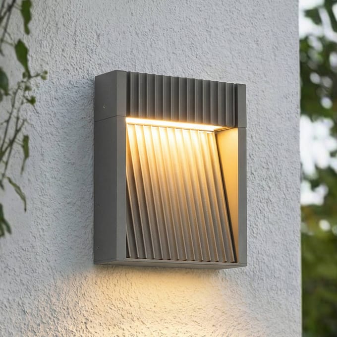 Lucande LED buiten wandlamp Tavion, 16 cm, antraciet, IP65