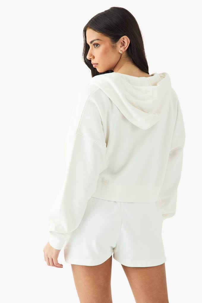 boohoo Dames DSGN Studio Geborduurde Runner Sweat Short | Ecru | Maat: XS