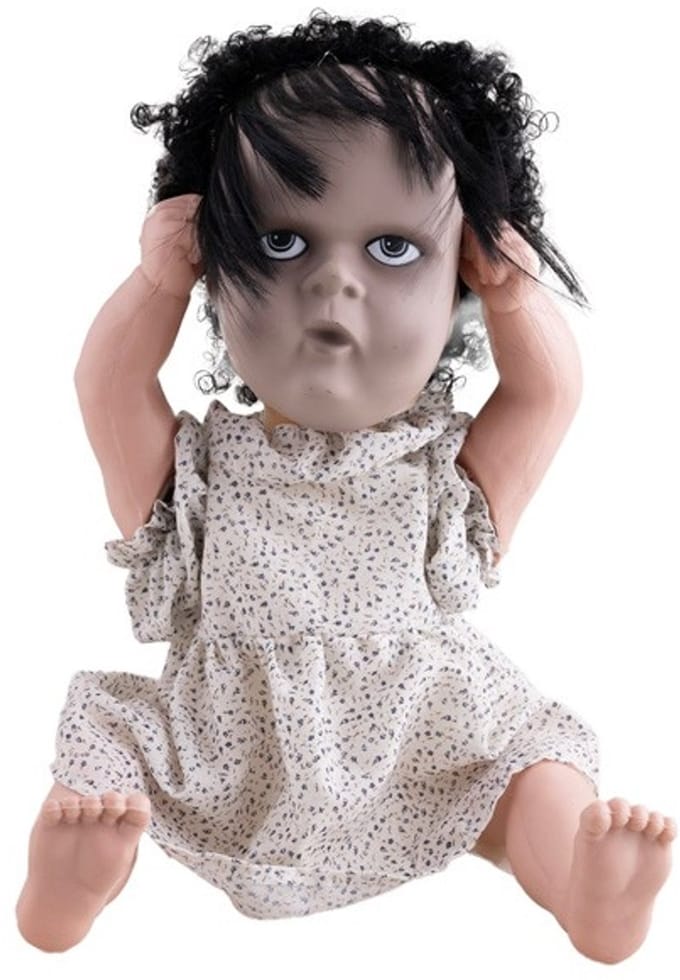 Halloween Animatronic Pop: Face Off Pop Zittend - Licht, Geluid & Beweging (40cm)