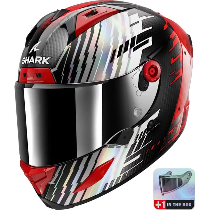 Shark Aeron Edgy Carbon Rood Chrome Integraalhelm - Maat S - Helm