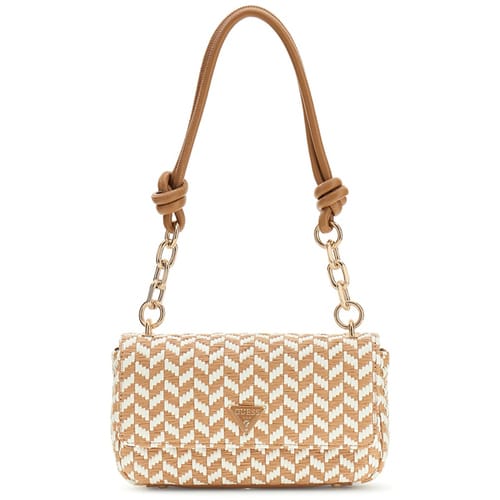GUESS schoudertas Tessi Flap Shoulder Bag Cognac Multi Lichtbruin