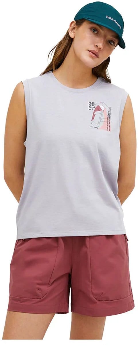 Peak Performance Explore Graphic Mouwloos T-shirt Grijs S Vrouw