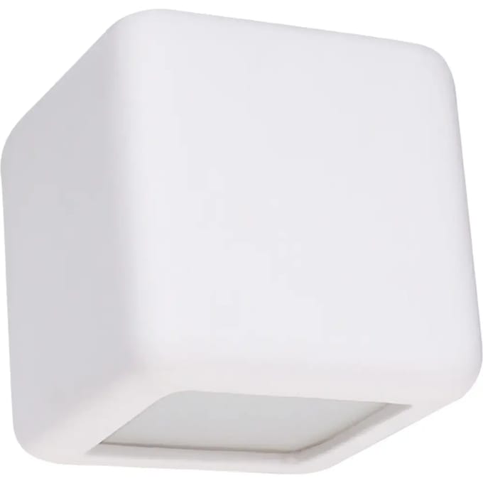 Wandlamp NESTA - Sollux Lighting - IP20 - Wit keramiek behuizing - 14 x 14 x 14 cm - 1xE27 LED, exclusief lichtbron - Max. 15 W - Moderne wandlamp voor gang, hal en woonkamer