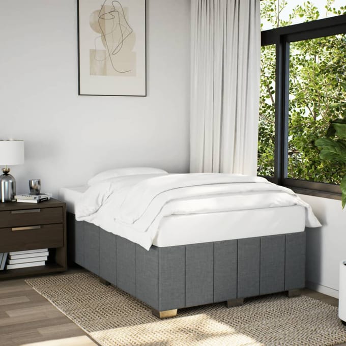 vidaXL - Bedframe - zonder - matras - 120x190 - cm - stof - donkergrijs