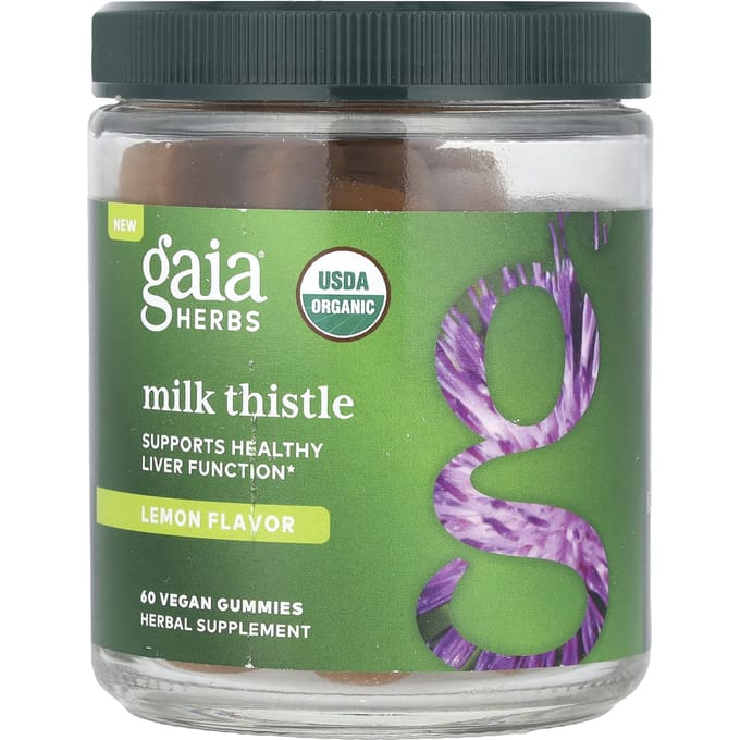 Gaia Herbs, Gommes au Chardon-Marie, Citron, 60 Gommes Végans