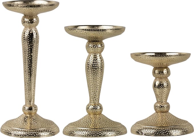 kandelaar gehamerd champagne goud 12,5x10 cm