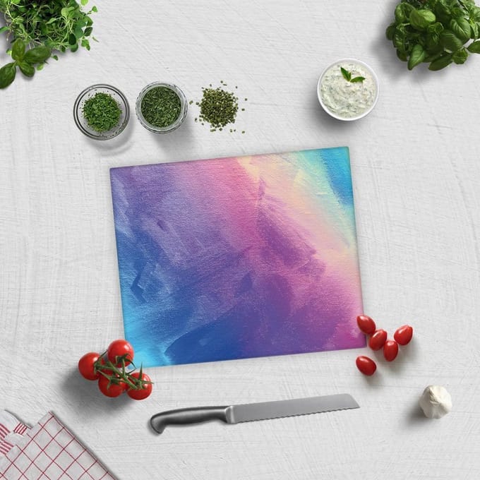 Multicolor Tempered Glas Snijplank 29cm x 34cm - Glassnijplank