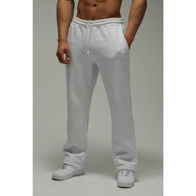 One More Rep Rechte Pijp Gegraveerde Joggers | Grey Marl | Size Medium