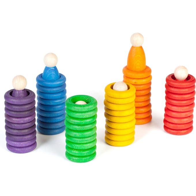 Grapat nins poppetjes, ringen en munten 60 stks 18 mnd+