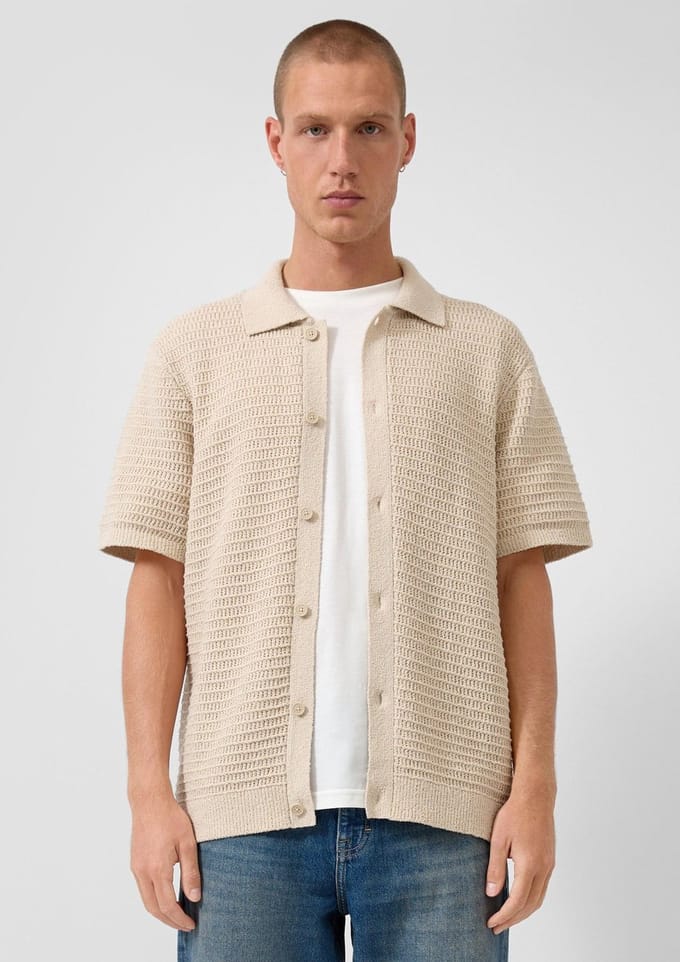 Gehaakte textuur brei pull QS Relaxed Fit