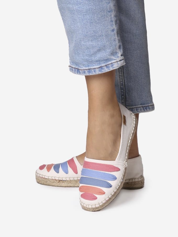 Platte espadrilles voor dames met linten | ROSE-CM
