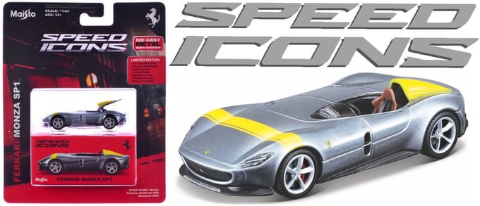 Maisto Ferrari Monza - Modelauto - Schaal 1:64 - Zilver/Geel
