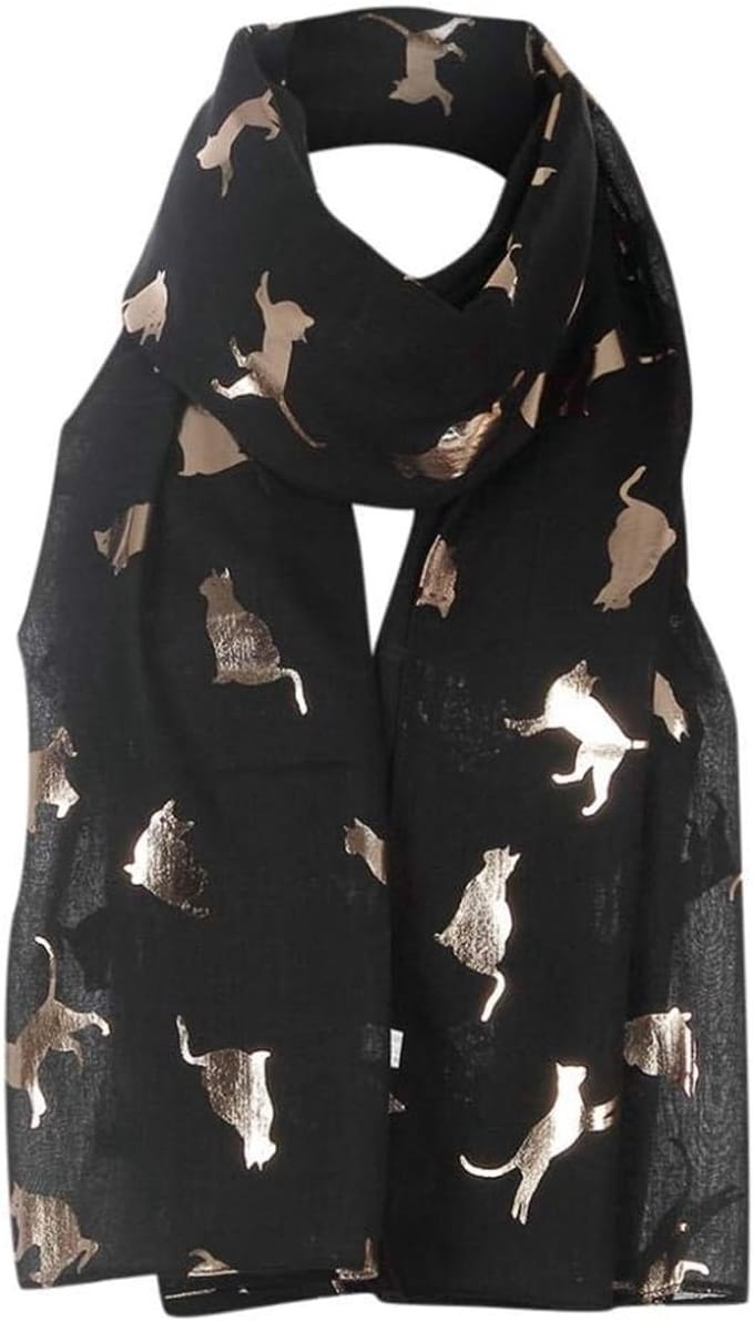 Dames Sjaal - Chiffon Sjaal - Mode Accessoire - Uniek Kattenprint - 180x70 cm - Graffiti Stijl