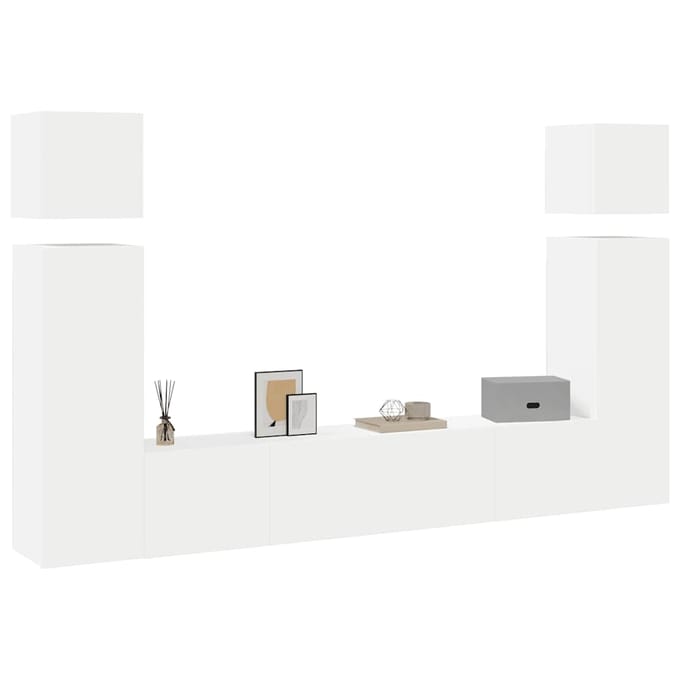 vidaXL - 8-delige - Tv-meubelset - bewerkt - hout - wit