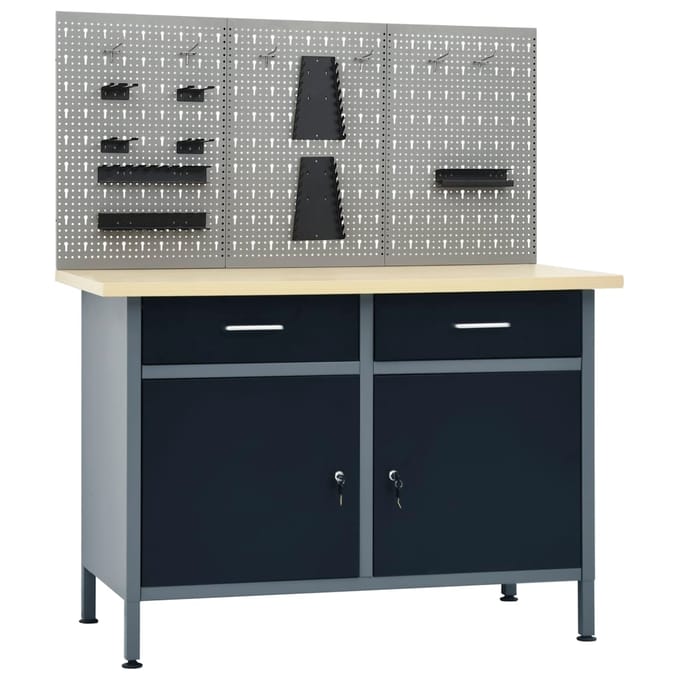 vidaXL - Werkbank - met - 3 - wandpanelen