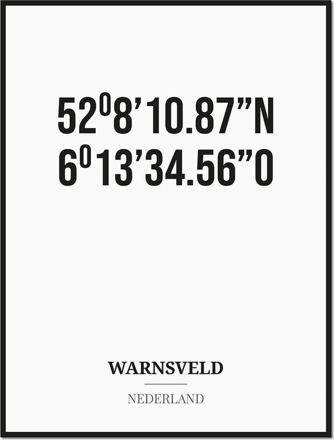 Poster/kaart WARNSVELD met coördinaten