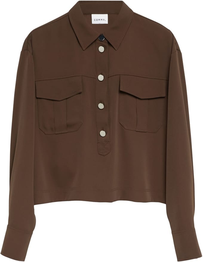 Korte blouse met lange mouwen en borstzakken voor dames COMMA