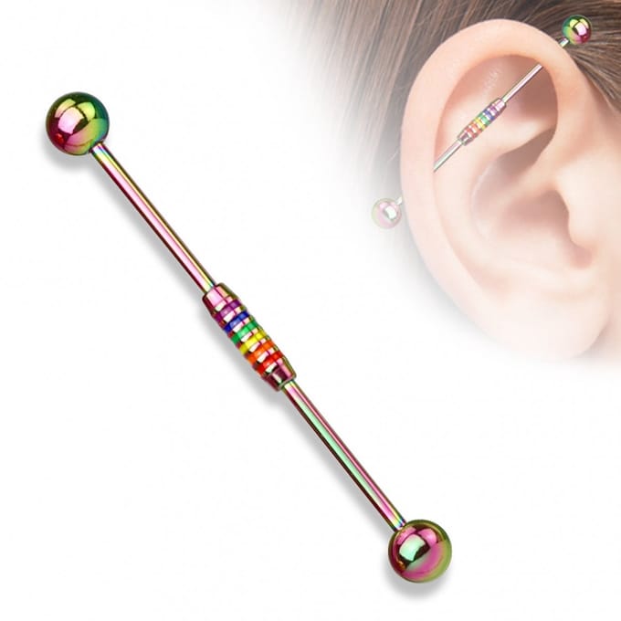 Industrial piercing regenboog strepen - regenboog - LMPiercings